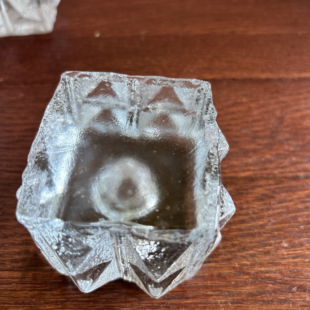 Blenko glass candle holder Diamonds Candle Block Set Of 2 - Picture 4 of 8